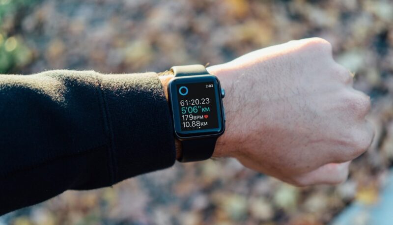 Man's hand wearing a smartwatch 