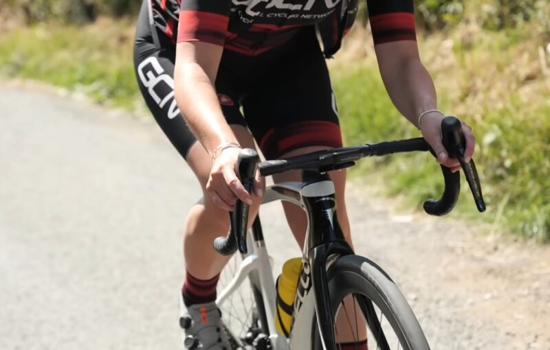 Cyclist in motion on a bike