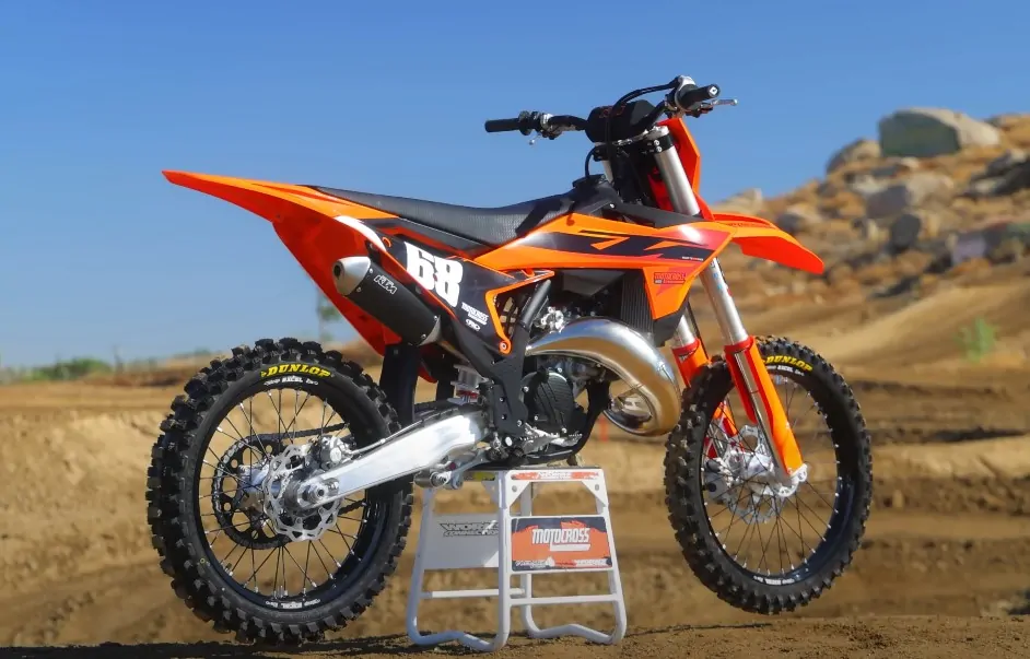 Orange motocross bike on a dirt track