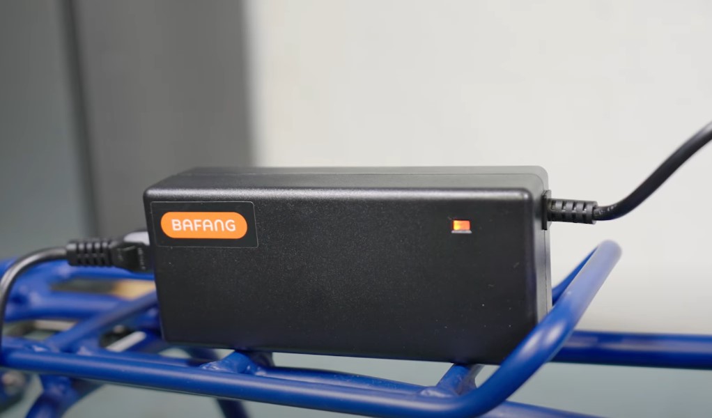 A close up photo of an e-bike's battery