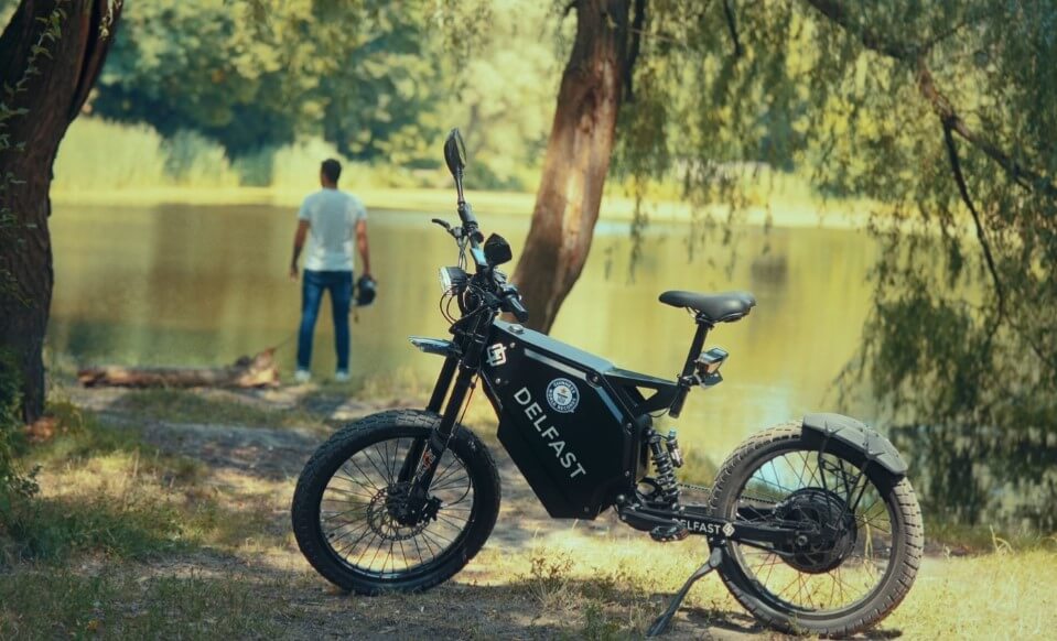 E-Bike parked next to the lake