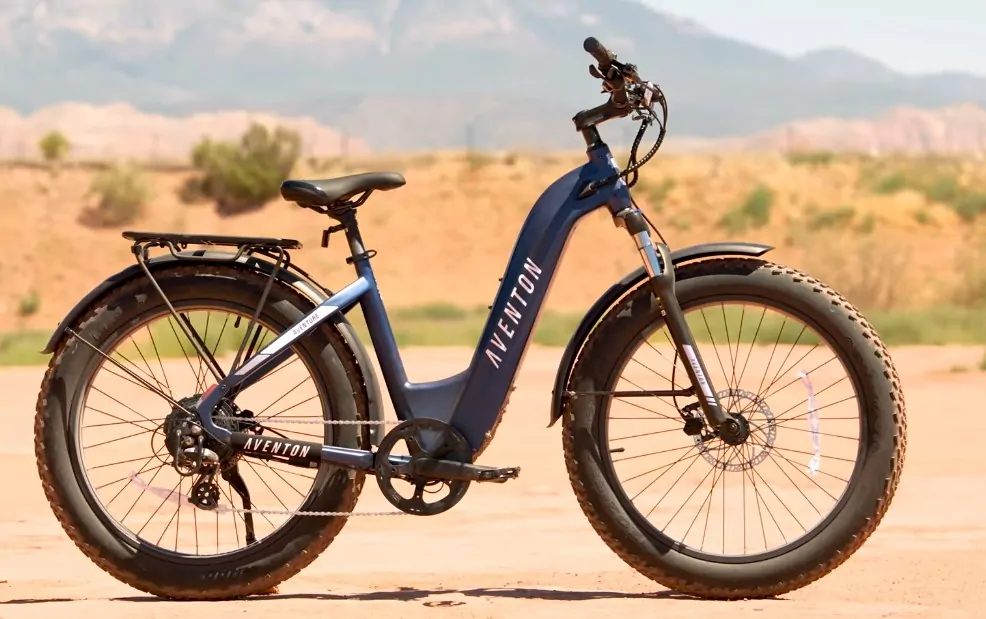 Electric bike standing on a parking leg