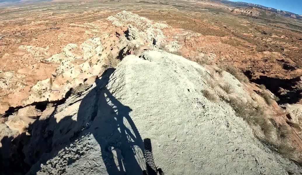 A biker's view on the dangerous road in front of him