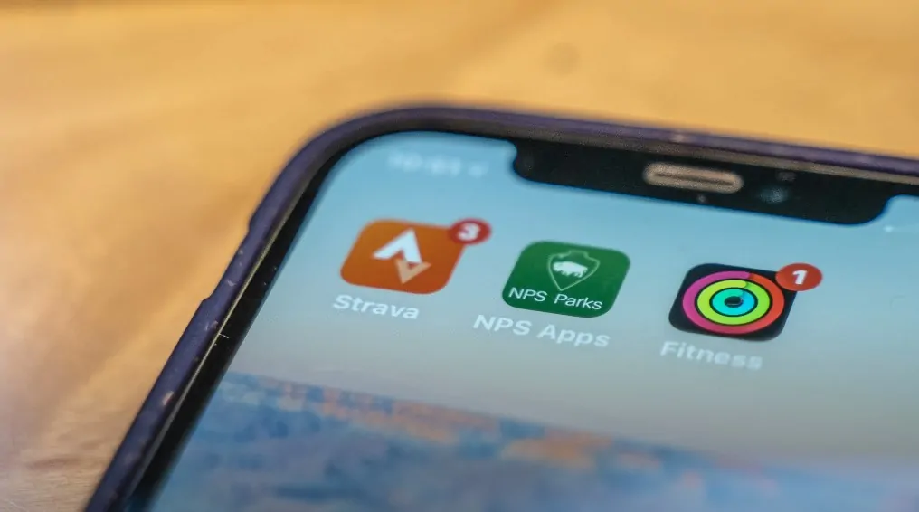 Strava app seen on a phone home menu