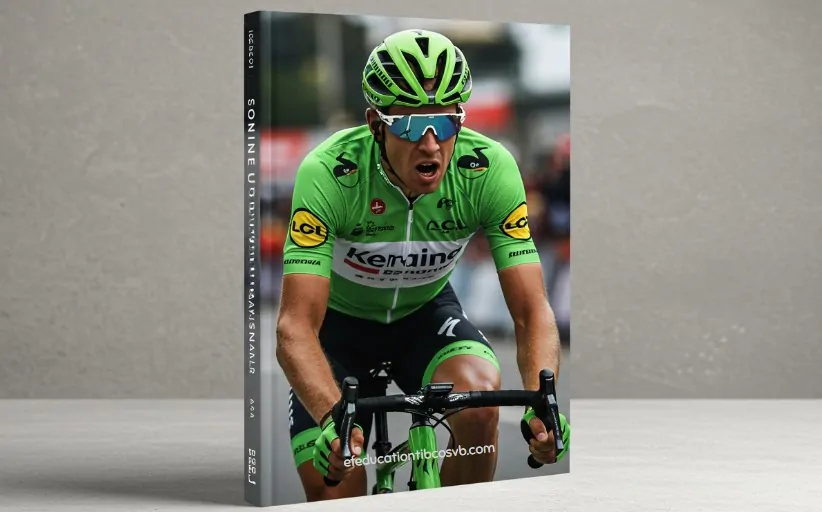 Book cover featuring a cyclist on a winding road with mountains in the background