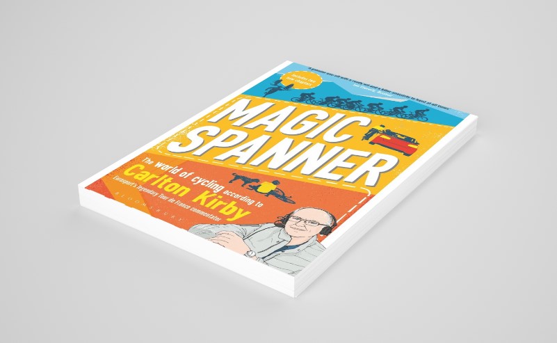 A vibrant book cover, showcasing the "Magic Spanner" title, highlights the world of cycling