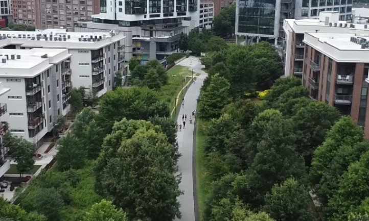 Atlanta BeltLine Eastside Trail pictured from above